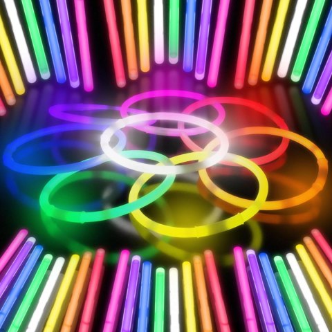 Świecące Bransoletki Fluorescencyjne Opaski Światło Chemiczne 100 Pałeczki Świecące Bransoletki Fluorescencyjne Opaski Światło Chemiczne 100 Pałeczki