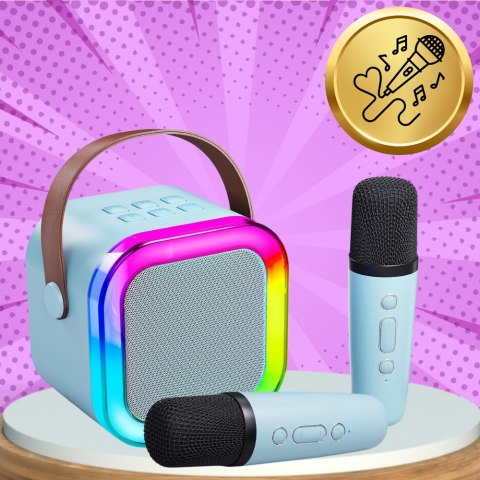 GŁOŚNIK PRZENOŚNY BEZPRZEWODOWY BLUETOOTH KARAOKE Z 2 MIKROFONAMI USB RGB GŁOŚNIK PRZENOŚNY BEZPRZEWODOWY BLUETOOTH KARAOKE Z 2 MIKROFONAMI USB RGB