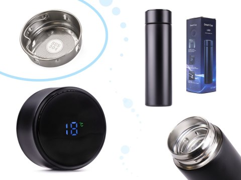 KUBEK TERMICZNY TERMOS SMART LED 500ML CZARNY KUBEK TERMICZNY TERMOS SMART LED 500ML CZARNY