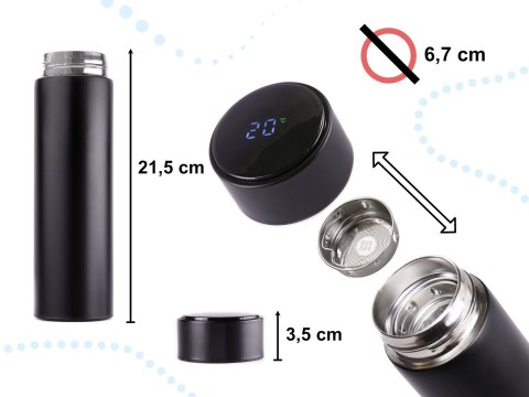 KUBEK TERMICZNY TERMOS SMART LED 500ML CZARNY KUBEK TERMICZNY TERMOS SMART LED 500ML CZARNY