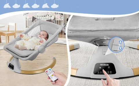 LEŻACZEK DLA NIEMOWLĄT BUJACZEK ELEKTRYCZNY NICEKIDS + PILOT BLUETOOTH LEŻACZEK DLA NIEMOWLĄT BUJACZEK ELEKTRYCZNY NICEKIDS + PILOT BLUETOOTH