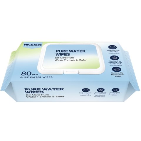 NICEKIDS Chusteczki nawilżane Pure Water Wipes 99,9% wody 24x80 szt NICEKIDS Chusteczki nawilżane Pure Water Wipes 99,9% wody 24x80 szt