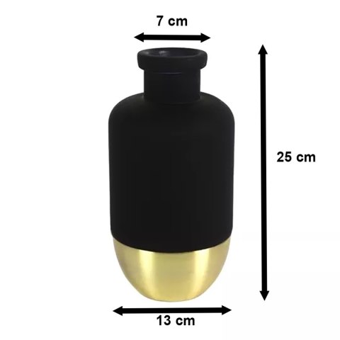 Wazon na kwiaty matowy gładki czarno złoty 25 cm szkło metal 8718317838576 Wazon na kwiaty matowy gładki czarno złoty 25 cm szkło metal 8718317838576