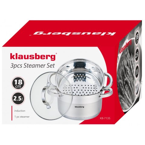 GARNKI DO GOTOWANIA NA PARZE 18CM 3 ELE. KLAUSBERG KB-7135 GARNKI DO GOTOWANIA NA PARZE 18CM 3 ELE. KLAUSBERG KB-7135