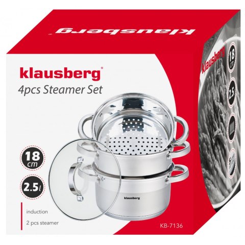 GARNKI DO GOTOWANIA NA PARZE 18CM 4 ELE. KLAUSBERG KB-7136 GARNKI DO GOTOWANIA NA PARZE 18CM 4 ELE. KLAUSBERG KB-7136