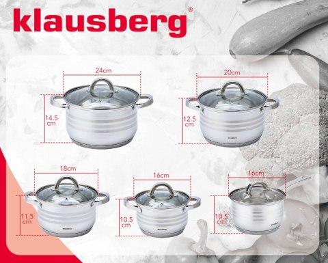 GARNKI STALOWE 10 EL. 2.1/2.1/2.9/3.9/6.6L KLAUSBERG KB-7697 GARNKI STALOWE 10 EL. 2.1/2.1/2.9/3.9/6.6L KLAUSBERG KB-7697