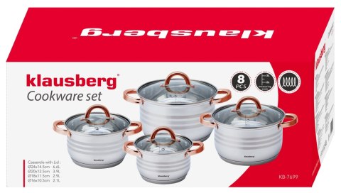 GARNKI STALOWE 8 EL. 2.1/2.9/3.9/6.6L KLAUSBERG KB-7699 GARNKI STALOWE 8 EL. 2.1/2.9/3.9/6.6L KLAUSBERG KB-7699