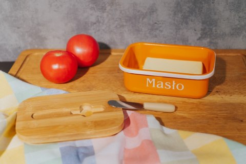 MASELNICZKA STALOWA Z NOŻEM BRUNBESTE BB-2686 POMARAŃCZOWA MASELNICZKA STALOWA Z NOŻEM BRUNBESTE BB-2686 POMARAŃCZOWA