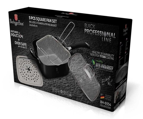 PATELNIA 24cm Z KOSZEM I PŁYTĄ PAROWĄ 4 EL. BERLINGER HAUS BLACK PRO BH-6554 PATELNIA 24cm Z KOSZEM I PŁYTĄ PAROWĄ 4 EL. BERLINGER HAUS BLACK PRO BH-6554