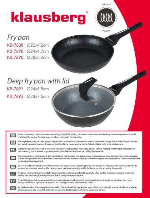 PATELNIA GŁĘBOKA Z POWŁOKĄ MARMUROWĄ NON-STICK 24CM KLAUSBERG KB-7691 PATELNIA GŁĘBOKA Z POWŁOKĄ MARMUROWĄ NON-STICK 24CM KLAUSBERG KB-7691