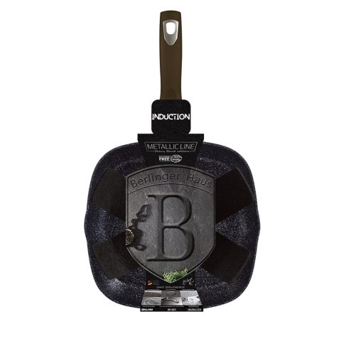PATELNIA GRANITOWA GRILLOWA 28x28cm BERLINGER HAUS SHINY BLACK BH-6611 PATELNIA GRANITOWA GRILLOWA 28x28cm BERLINGER HAUS SHINY BLACK BH-6611
