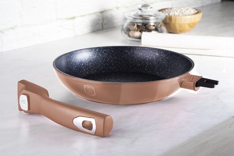 PATELNIA GRANITOWA Z ODPINANĄ RĄCZKĄ 28cm BERLINGER HAUS ROSE GOLD BH-1949 PATELNIA GRANITOWA Z ODPINANĄ RĄCZKĄ 28cm BERLINGER HAUS ROSE GOLD BH-1949