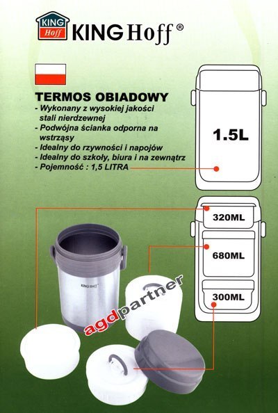 TERMOS OBIADOWY STALOWY KiNGHOFF 1.5L KH-4075 TERMOS OBIADOWY STALOWY KiNGHOFF 1.5L KH-4075