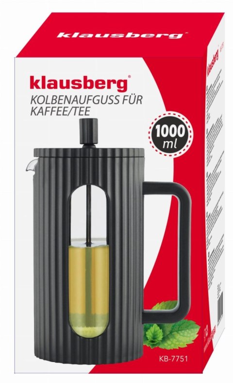 ZAPARZACZ DO HERBATY KAWY SZKLANY FRENCH PRESS 1000 ML CZARNY KLAUSBERG KB-7751 ZAPARZACZ DO HERBATY KAWY SZKLANY FRENCH PRESS 1000 ML CZARNY KLAUSBERG KB-7751