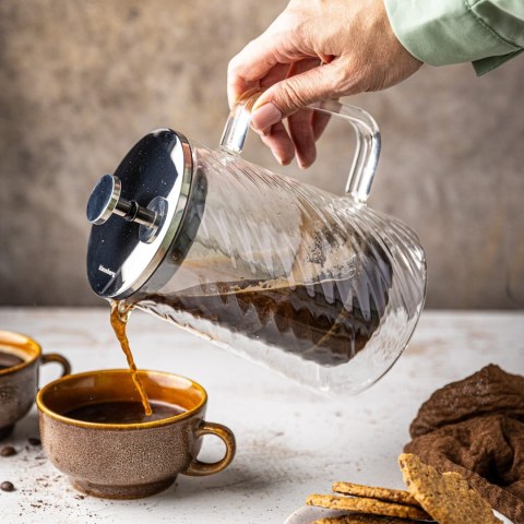 ZAPARZACZ DO KAWY HERBATY SZKLANY 1000ML FRENCH PRESS KLAUSBERG KB-7764 SREBRNY ZAPARZACZ DO KAWY HERBATY SZKLANY 1000ML FRENCH PRESS KLAUSBERG KB-7764 SREBRNY