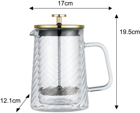 ZAPARZACZ DO KAWY HERBATY SZKLANY 600ML FRENCH PRESS KLAUSBERG KB-7766 ZŁOTY ZAPARZACZ DO KAWY HERBATY SZKLANY 600ML FRENCH PRESS KLAUSBERG KB-7766 ZŁOTY