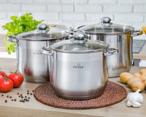 ZESTAW 3 GARNKÓW GASTRONOMICZNYCH 11 13 16L ZILNER ZL-7351 ZESTAW 3 GARNKÓW GASTRONOMICZNYCH 11 13 16L ZILNER ZL-7351
