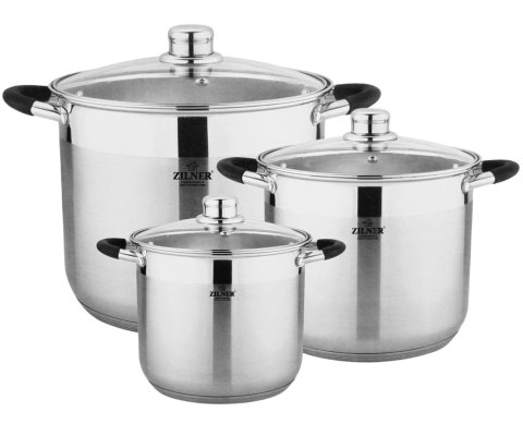 ZESTAW 3 GARNKÓW STALOWYCH 11L 13.5L 16.2L STOCK POT ZILNER ZL-7362 ZESTAW 3 GARNKÓW STALOWYCH 11L 13.5L 16.2L STOCK POT ZILNER ZL-7362