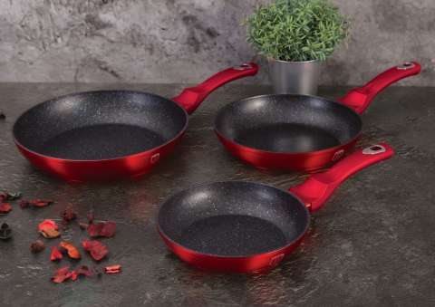 ZESTAW 3 PATELNI GRANITOWYCH 20/24/28CM BERLINGER HAUS METALLIC BURGUNDY LINE BH-1288-NF ZESTAW 3 PATELNI GRANITOWYCH 20/24/28CM BERLINGER HAUS METALLIC BURGUNDY LINE BH-1288-NF