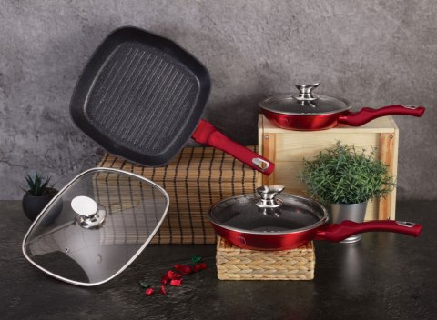 ZESTAW 3 PATELNI GRANITOWYCH BERLINGER HAUS BLACK BURGUNDY BH-6189 ZESTAW 3 PATELNI GRANITOWYCH BERLINGER HAUS BLACK BURGUNDY BH-6189