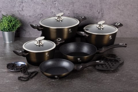 ZESTAW GARNKÓW Z POWŁOKĄ GRANITOWĄ 13-ELE BERLINGER HAUS SHINY BLACK BH-7032