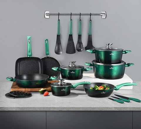ZESTAW GARNKÓW Z POWŁOKĄ MARMUROWĄ 21 EL. ZILNER EMERALD NOIR ZL-8542 ZESTAW GARNKÓW Z POWŁOKĄ MARMUROWĄ 21 EL. ZILNER EMERALD NOIR ZL-8542