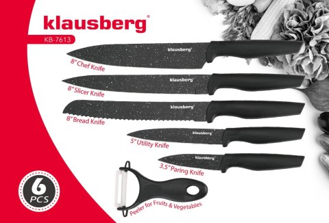 ZESTAW NOŻY KUCHENNYCH 6 EL. Z POWŁOKĄ MARMUROWĄ KLAUSBERG KB-7613 ZESTAW NOŻY KUCHENNYCH 6 EL. Z POWŁOKĄ MARMUROWĄ KLAUSBERG KB-7613