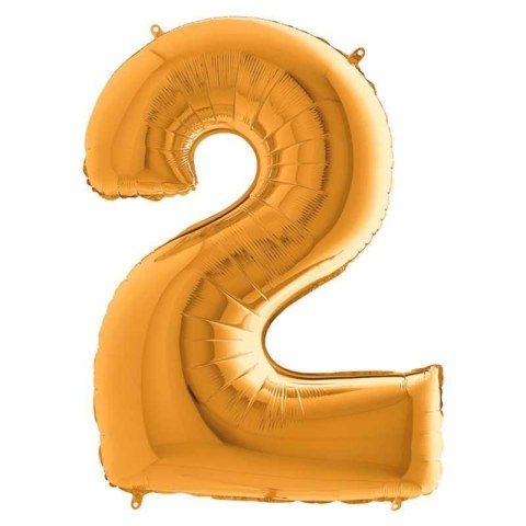 Balon Foliowy Cyfra 2, Złota, 66 cm Grabo Balon Foliowy Cyfra 2, Złota, 66 cm Grabo
