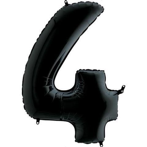 Balon Foliowy Cyfra 4, Czarna, 102cm Grabo Balon Foliowy Cyfra 4, Czarna, 102cm Grabo