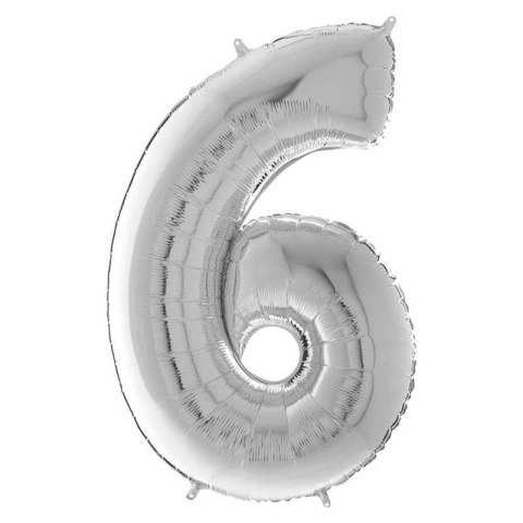 Balon Foliowy Cyfra 6, Srebrna, 66 cm Grabo Balon Foliowy Cyfra 6, Srebrna, 66 cm Grabo
