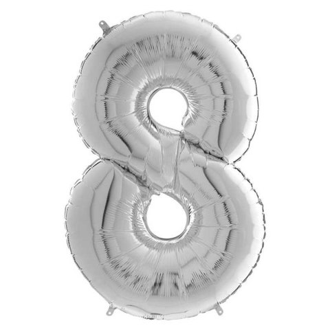 Balon Foliowy Cyfra 8, Srebrna, 66 cm Grabo Balon Foliowy Cyfra 8, Srebrna, 66 cm Grabo