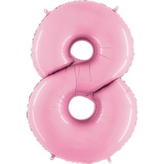 Balon Foliowy Cyfra 8, pudrowy róż, 102cm Grabo