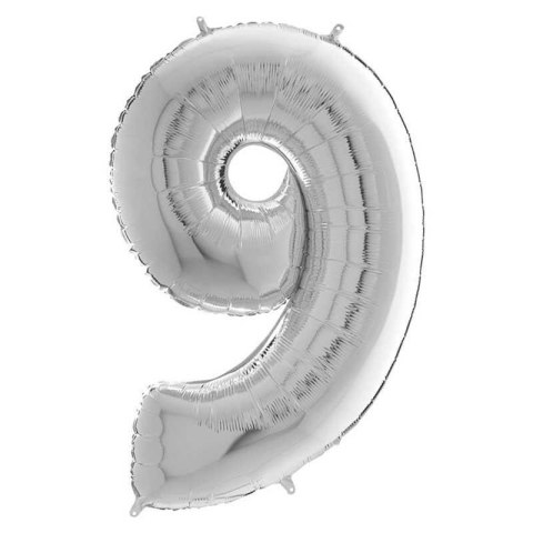 Balon Foliowy Cyfra 9, Srebrna, 66 cm Grabo Balon Foliowy Cyfra 9, Srebrna, 66 cm Grabo