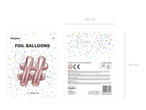 Balon foliowy #, 35cm, różowe złoto Balon foliowy #, 35cm, różowe złoto