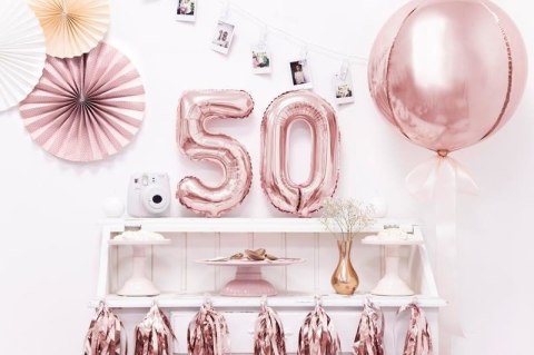 Balon foliowy Cyfra '0', 35cm, różowe złoto Balon foliowy Cyfra '0', 35cm, różowe złoto
