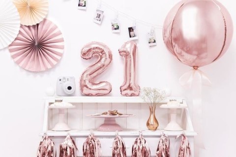 Balon foliowy Cyfra 1, 35cm, Rose Gold różowe złoto Balon foliowy Cyfra 1, 35cm, Rose Gold różowe złoto