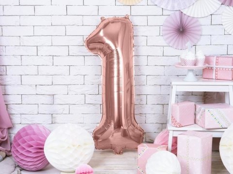 Balon foliowy Cyfra '1', 86cm, różowe złoto Balon foliowy Cyfra '1', 86cm, różowe złoto