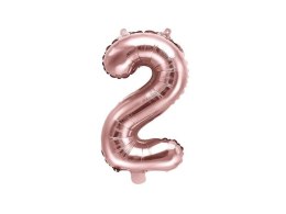 Balon foliowy Cyfra '2', 35cm, różowe złoto