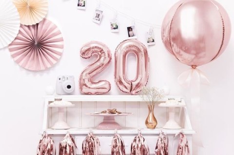 Balon foliowy Cyfra '2', 35cm, różowe złoto Balon foliowy Cyfra '2', 35cm, różowe złoto