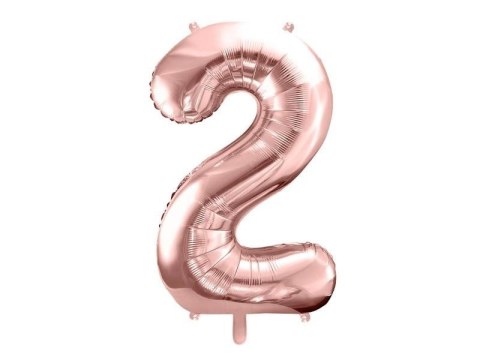 Balon foliowy Cyfra '2', 86cm, różowe złoto Balon foliowy Cyfra '2', 86cm, różowe złoto