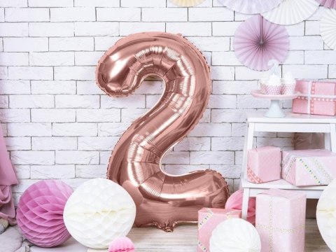 Balon foliowy Cyfra '2', 86cm, różowe złoto Balon foliowy Cyfra '2', 86cm, różowe złoto