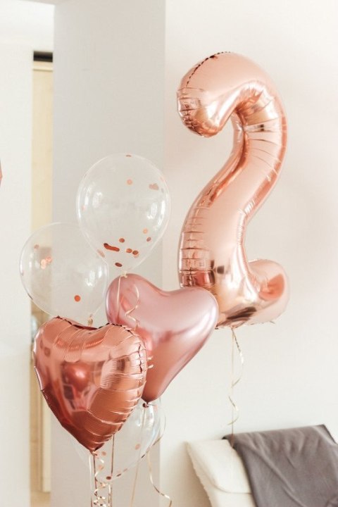 Balon foliowy Cyfra '2', 86cm, różowe złoto Balon foliowy Cyfra '2', 86cm, różowe złoto