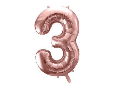 Balon foliowy Cyfra '3', 86cm, różowe złoto Balon foliowy Cyfra '3', 86cm, różowe złoto