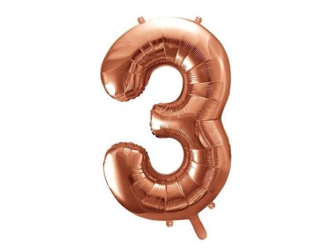Balon foliowy Cyfra '3', 86cm, różowe złoto Balon foliowy Cyfra '3', 86cm, różowe złoto