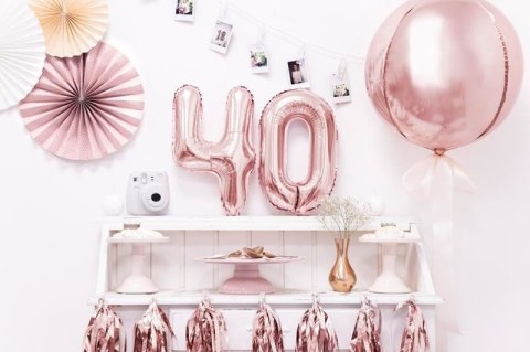 Balon foliowy Cyfra '4', 35cm, różowe złoto Balon foliowy Cyfra '4', 35cm, różowe złoto