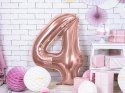 Balon foliowy Cyfra '4', 86cm, różowe złoto Balon foliowy Cyfra '4', 86cm, różowe złoto