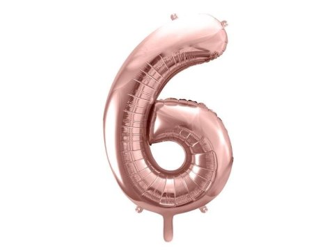 Balon foliowy Cyfra '6', 86cm, różowe złoto Balon foliowy Cyfra '6', 86cm, różowe złoto