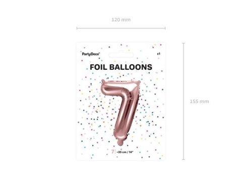 Balon foliowy Cyfra '7', 35cm, różowe złoto Balon foliowy Cyfra '7', 35cm, różowe złoto