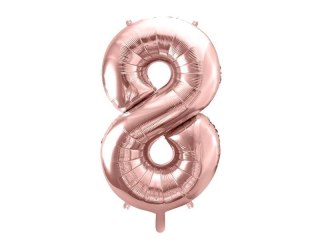 Balon foliowy Cyfra '8', 86cm, różowe złoto
