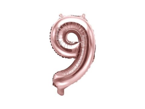 Balon foliowy Cyfra '9', 35cm, różowe złoto Balon foliowy Cyfra '9', 35cm, różowe złoto